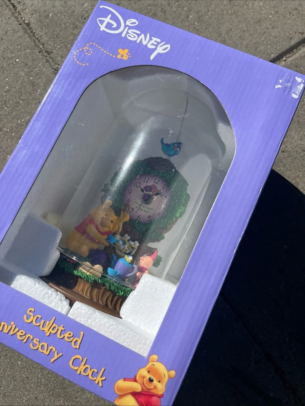 Disney Winnie the Pooh and Piglet Celebratory Sculpted Clock - Purple/Yellow/Red